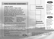 2008 Ford Fusion Roadside Assistance Card 1st Printing