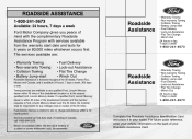 2009 Ford Fusion Roadside Assistance Card 1st Printing