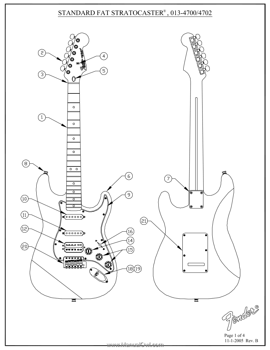 Fender Stratocaster гриф чертеж