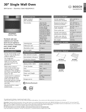 Bosch HBL8454UC Product Spec Sheet