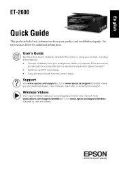 Epson ET-2600 Quick Guide and Warranty