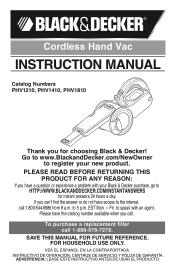 Black & Decker PHV1810 Type 1 Manual - PHV1410