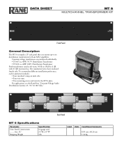 Rane MT6 MT 6 Transformer Data Sheet / Manual for new MA3 Amplifiers