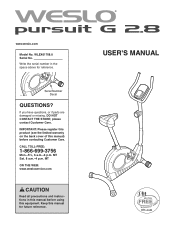Weslo Pursuit G 2.8 Bike English Manual