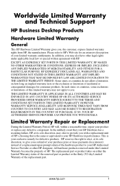 Compaq dc5000 HP Business Desktop Products - Worldwide Limited Warranty and Technical Support (North America)