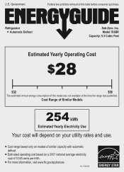 Sub-Zero 700BR 700BR Energy Guide
