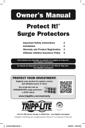 Tripp Lite TLP806TELTAA Owners Manual for Protect It Surge Protectors English