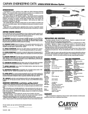 Carvin U7500 Instruction Manual