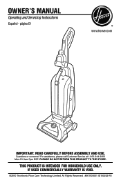 Hoover UH30301 Product Manual