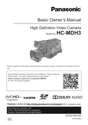 Panasonic HC-MDH3 Basic Owners Manual