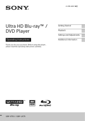 Sony UBP-X700 Operating Instructions