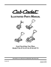 Cub Cadet RT 35 Garden Tiller Parts Guide