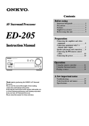 Onkyo ED-205 User Manual English