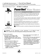 Rheem Power Vent Series Use and Care Manual