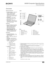 Sony PCG-Z1RA Specifications
