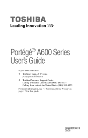 Toshiba A600-S2202 Toshiba User's Guide for Portege A600