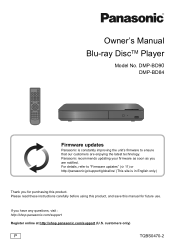 Panasonic DMP-BD84 Owners Manual