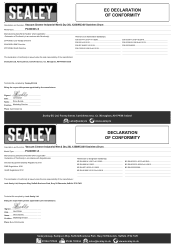 Sealey PC200SD Declaration of Conformity