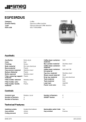 Smeg EGF03RDUS Product sheet