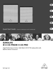 Behringer EUROLIVE B1800D-PRO Quick Start Guide