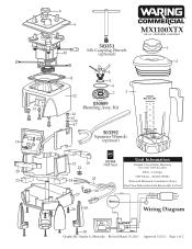 Waring MX1100XTX Parts List and Exploded Diagram
