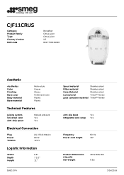 Smeg CJF11CRUS Product sheet