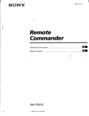 Sony RM-TP501E Primary User Manual