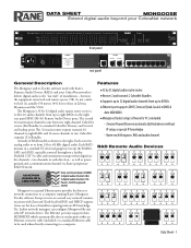 Rane RADX All RAD Specifications are included in the Mongoose Data Sheet (6M)