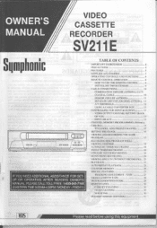 Symphonic SV211E Owner's Manual