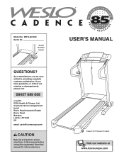 Weslo Cadence 85 Treadmill Uk Manual