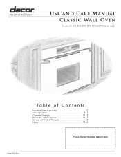 Dacor PCS130 User Manual - Classic Wall Oven