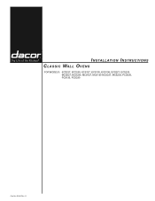 Dacor PCS130 Installation Instruction - Classic Wall Oven