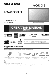 Sharp LC-40D68UT LC-40D68UT Operation Manual