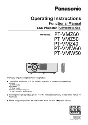 Panasonic PT-VMZ60 VMZ50VMZ40VMW60VMW50 Operating Instructions