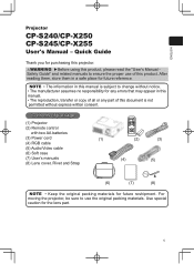 Hitachi CP-X250W Quick Start Guide