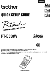 Brother International PT-E550W Quick Setup Guide
