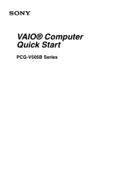 Sony PCG-V505BXP Quick Start Guide