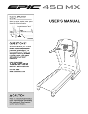 Epic Fitness 450 Mx Treadmill English Manual