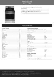 Frigidaire GCRE3060BD Product Specifications Sheet