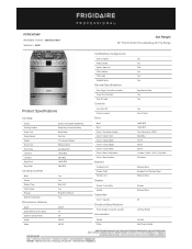 Frigidaire PCFG3078AF Product Specifications Sheet