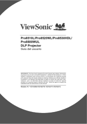 ViewSonic Pro8510L - 1024 x 768 Resolution 5 200 ANSI Lumens 1.41 - 2.25 Throw Ratio User Guide Spanish/Espanol