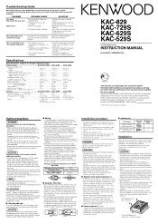 Kenwood KAC-729S Instruction Manual