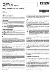 Epson Moverio BT-30C Safety Instructions and Notices