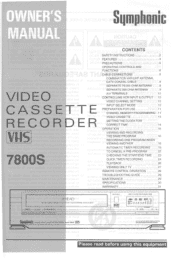 Symphonic 7800S Owner's Manual