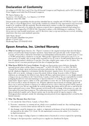 Epson ET-8500 Warranty Statement for U.S. and Canada