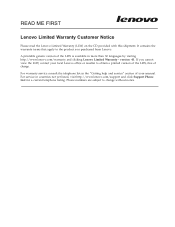 Lenovo ThinkServer RS110 Read Me First - Lenovo Limited Warranty Customer Notice