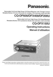 Panasonic CQDFX150U CQDF200U User Guide