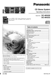 Panasonic SCAK633 Mini Hes W/cd Player