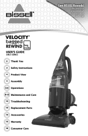 Bissell Velocity Rewind Bagged Vacuum 3863 User Guide