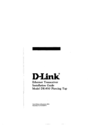 D-Link DE 850 Installation Guide